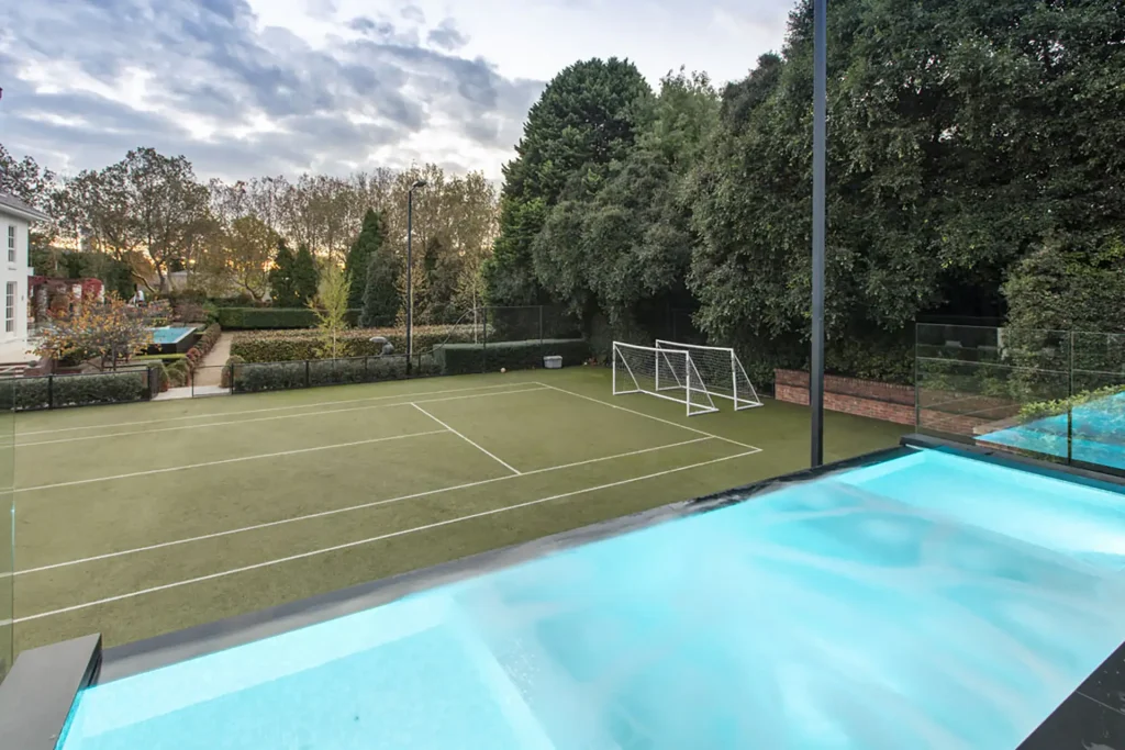 Tennis court and swimming pool