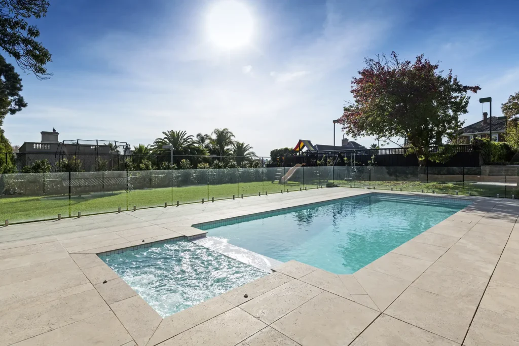 Backyard pool and spa